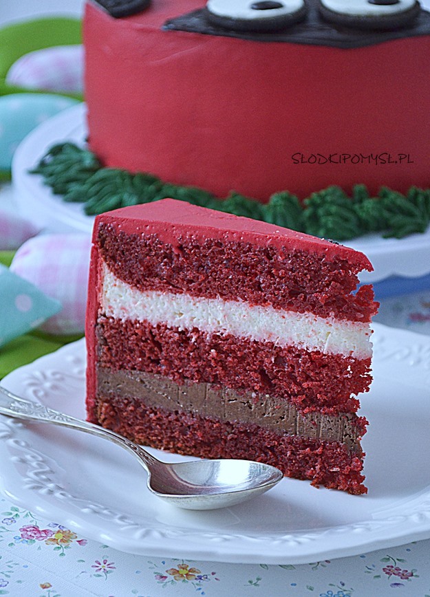 red velvet cake, ciasto red velvet, czerwone ciasto, barwnik czerwony, 