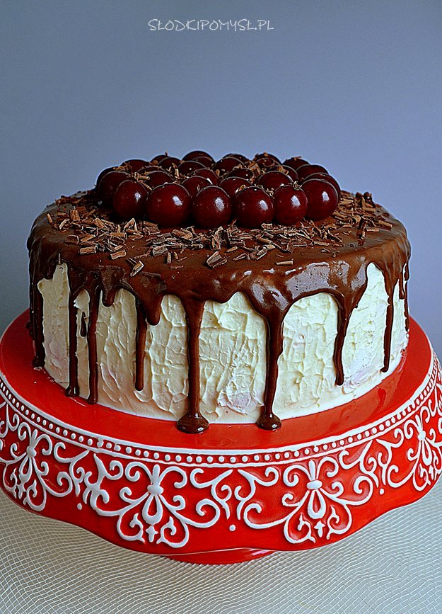 tort Czarny Las, tort Szwarcwaldzki, tort Black Forest, tort z wiśniami, tort czekoladowy z wiśniami