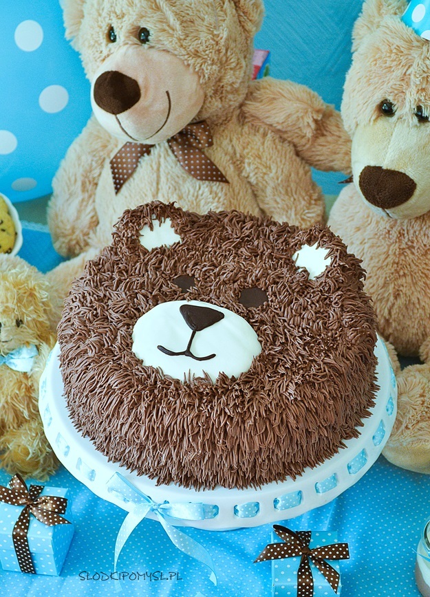 tort miś, tort z kremem russel, tort z kremem czekoladowym, tort niedźwiadek, tort urodzinowy, 