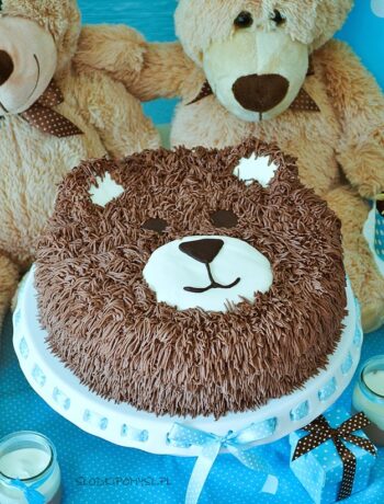 tort miś, tort z kremem russel, tort z kremem czekoladowym, tort niedźwiadek, tort urodzinowy,
