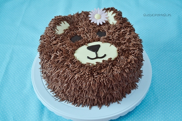 tort miś, tort z kremem russel, tort z kremem czekoladowym, tort niedźwiadek, tort urodzinowy, 